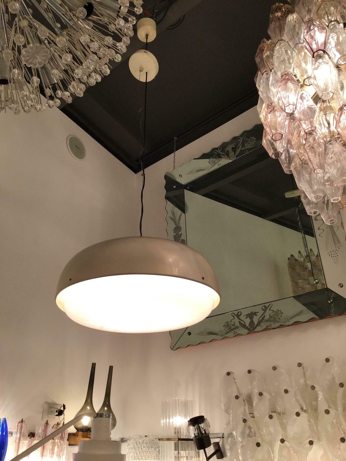 Lighting Stilnovo Style Chandelier Metal Plexiglas Brass Height Adjustable, 1960, Italy photo