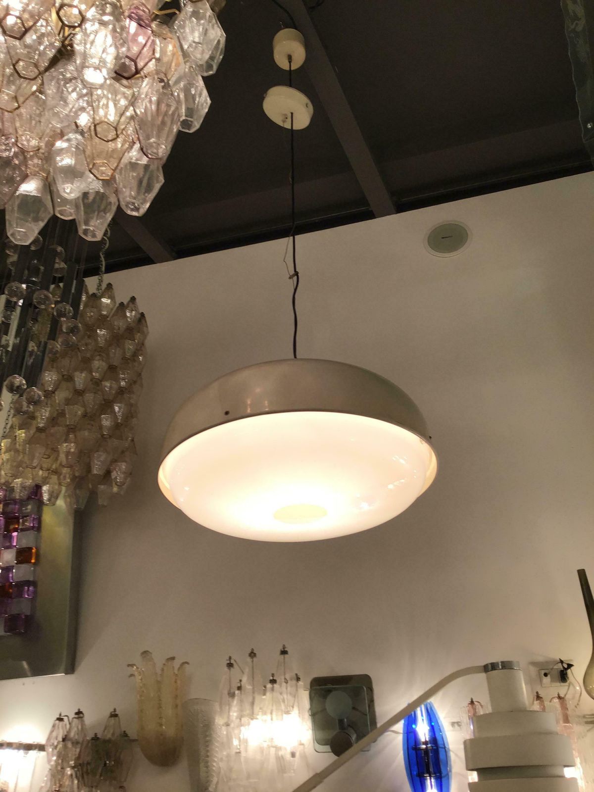 2531.0 Stilnovo Style Chandelier Metal Plexiglas Brass Height Adjustable, 1960, Italy photo