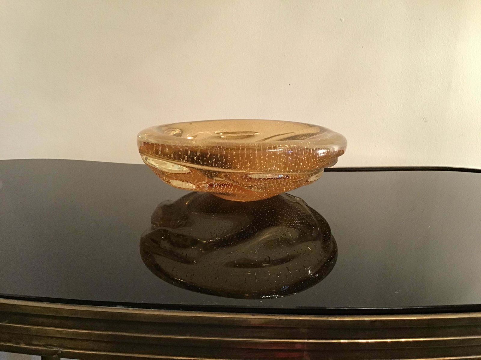 Venini Centerpiece/Pocket Emptier Murano Glass Gold, 1950, Italy photo furniture