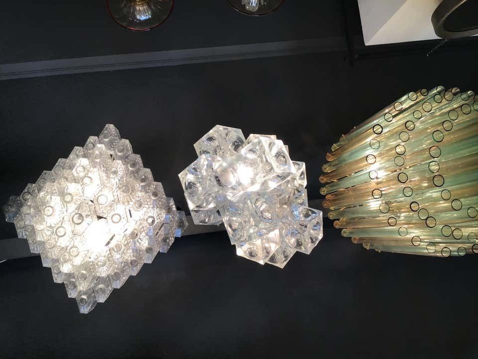 photo buy Mazzega Chandelier “Cube” Murano Glass 1965 Italy