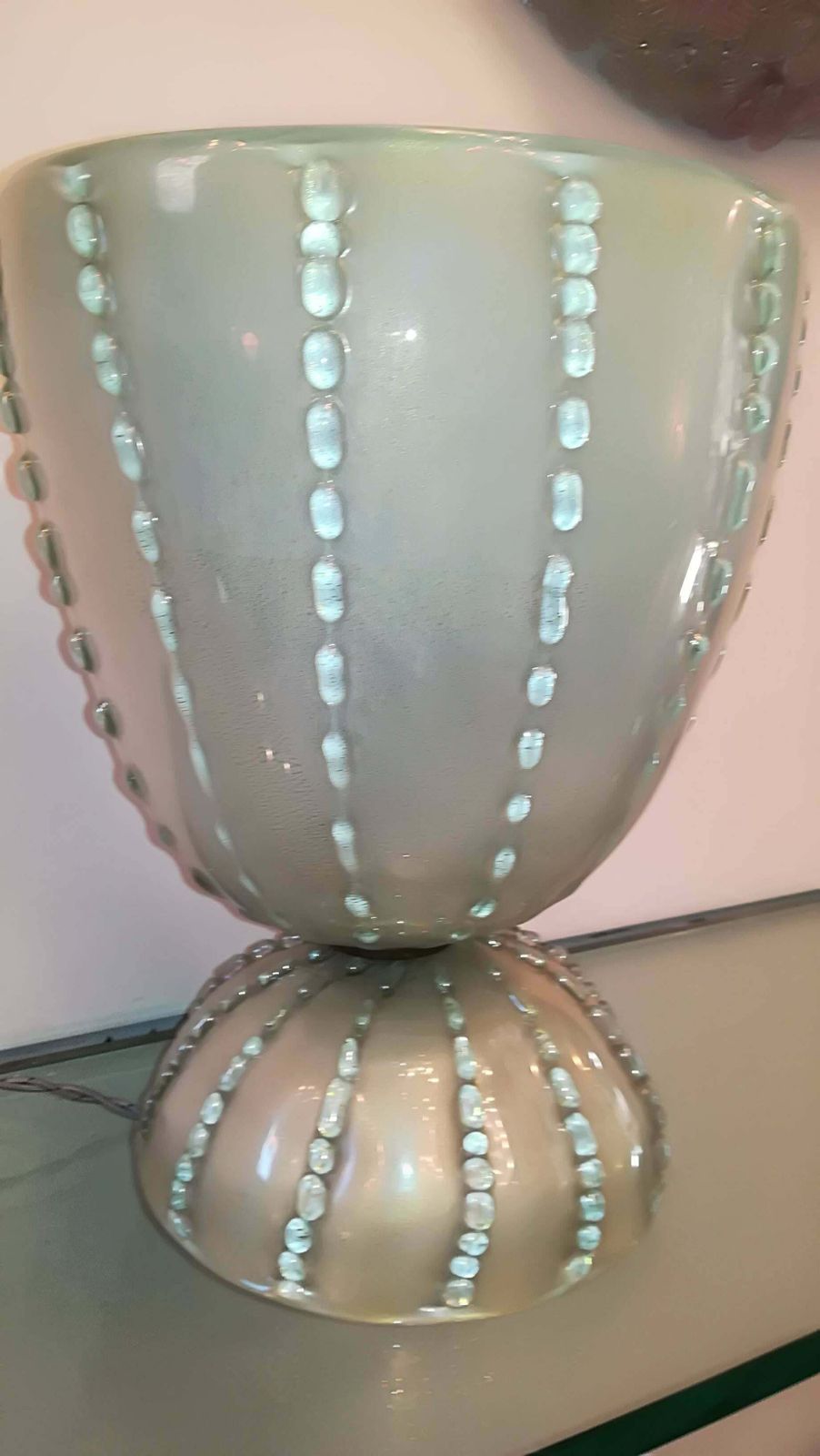 Table Lamp 1950 Colour Green, Gold, Colour Green Iridescent, Glass photo vinterior
