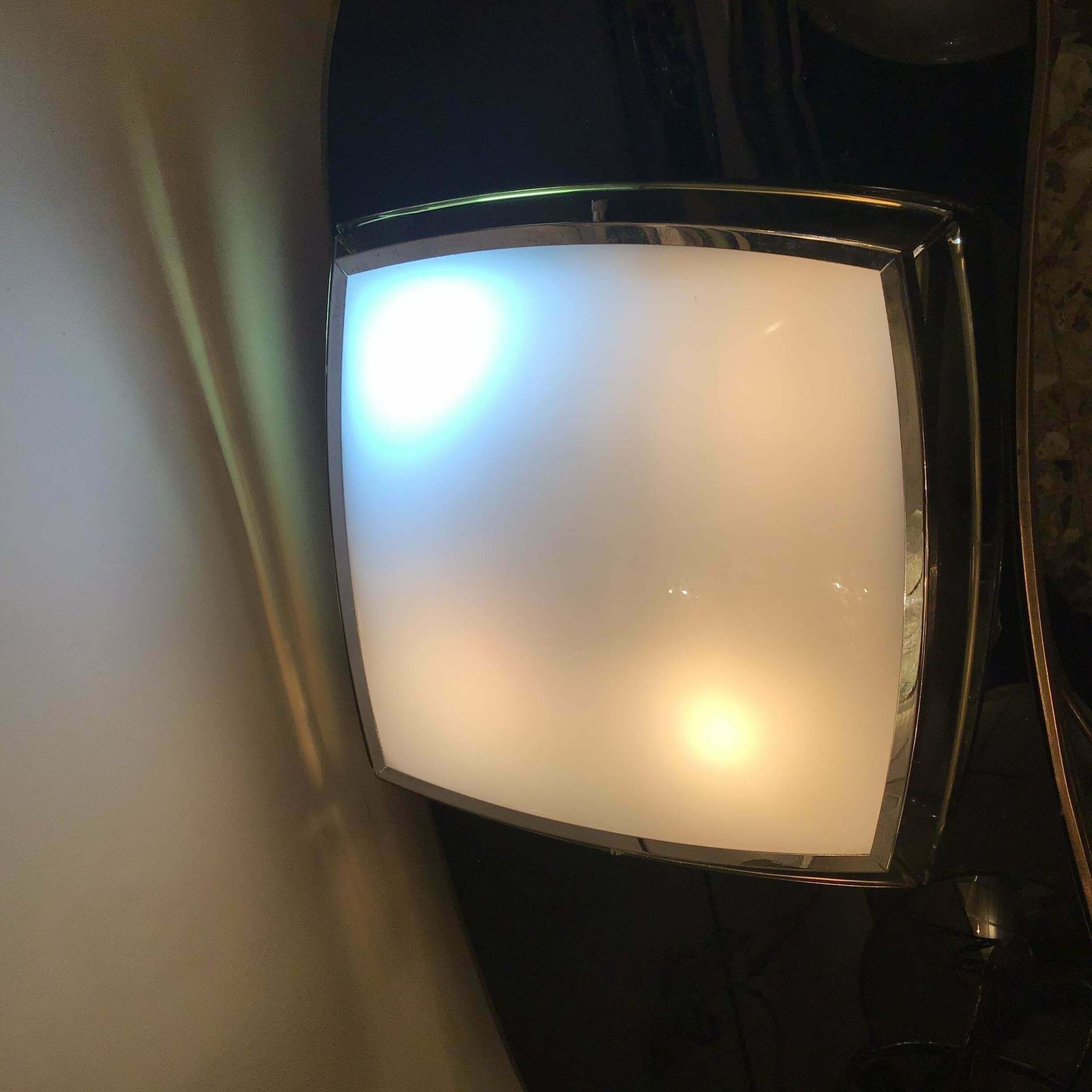 Fontana Arte Ceilling Light Glass Metal Crome 1955 Italy photo vinterior