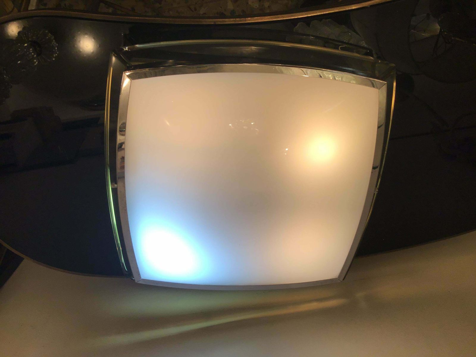 photo for sale Fontana Arte Ceilling Light Glass Metal Crome 1955 Italy