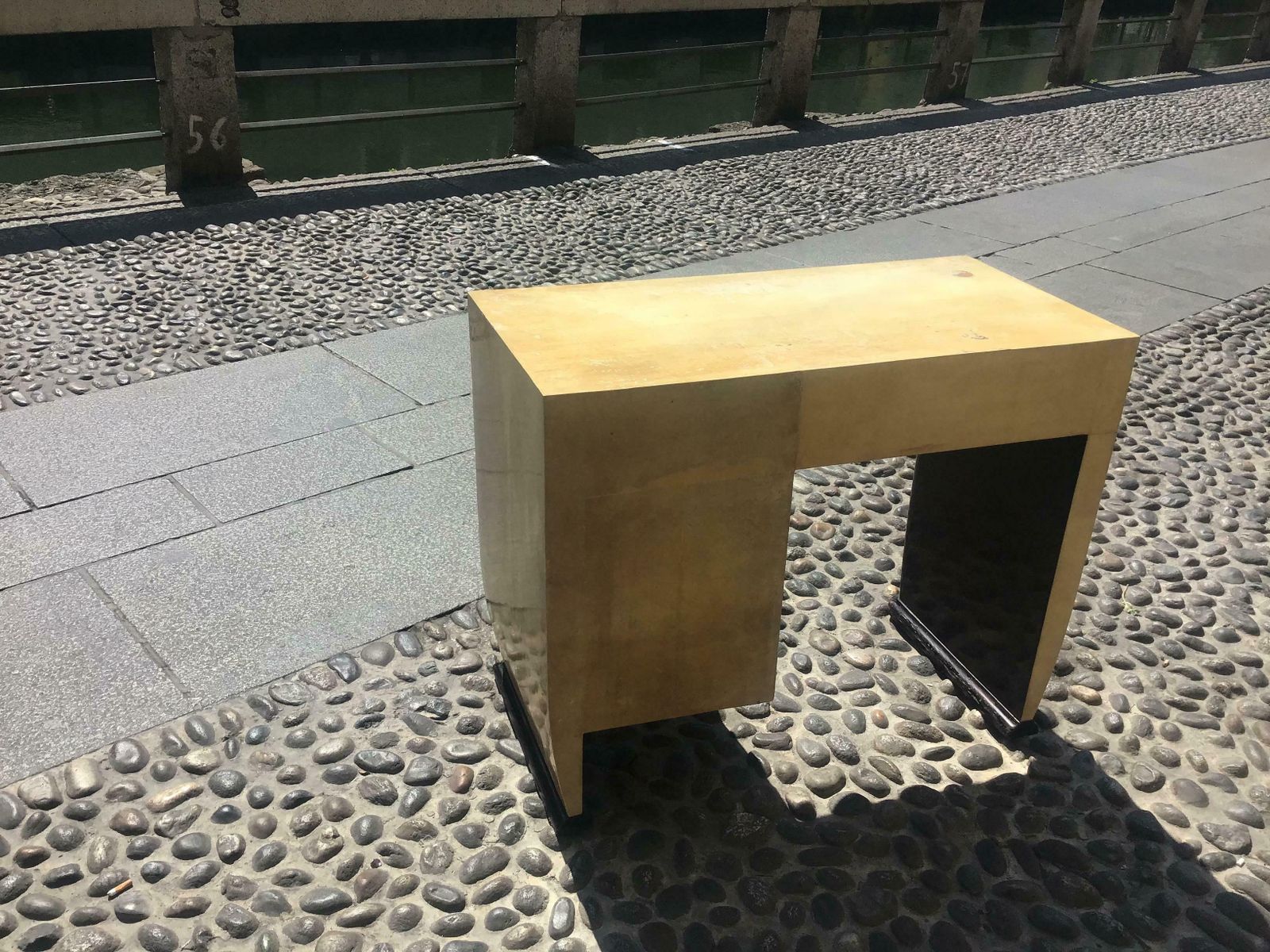 Furniture Osvaldo Borsani Wooden Desk Covered With Parchment Steel Handles 1940 Italy photo