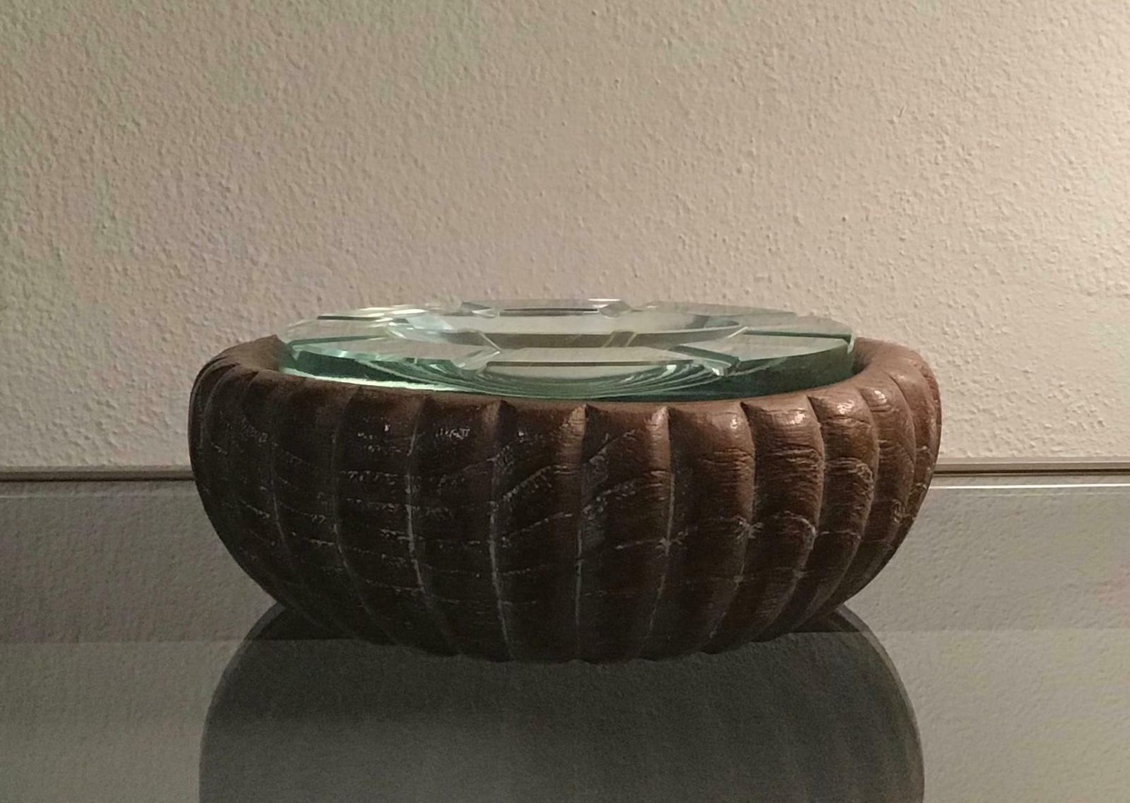 Fontana Arte Box/Empty Pockets/Ashtray Glass Wood, 1950, Italy photo for sale