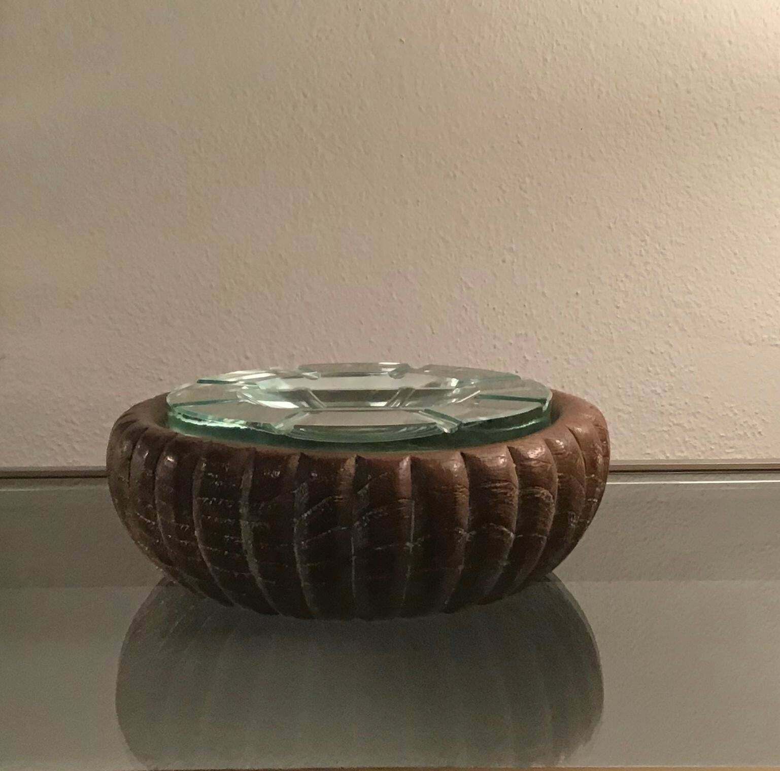 Fontana Arte Box/Empty Pockets/Ashtray Glass Wood, 1950, Italy photo 1356.0