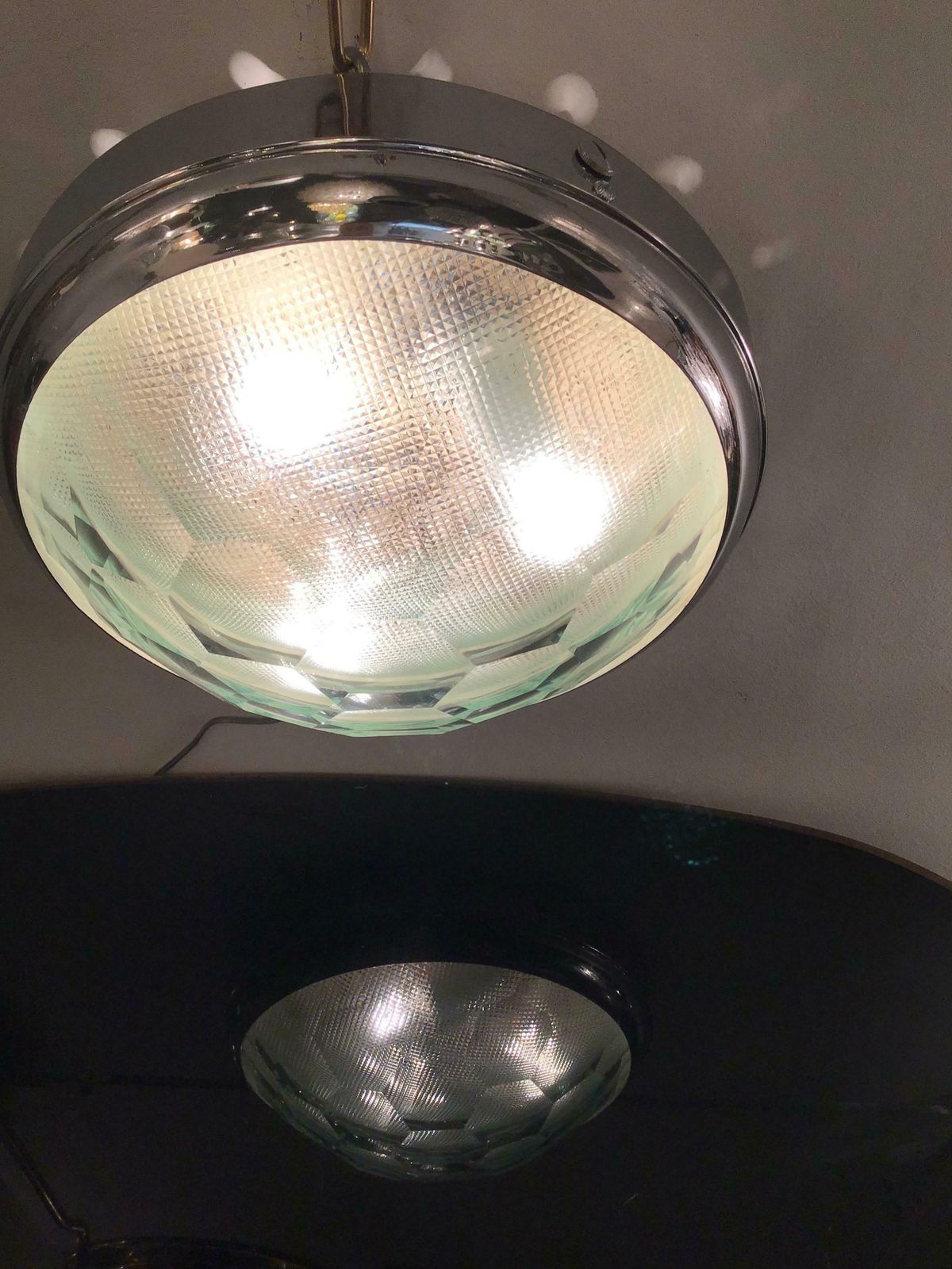 Cristal Art Couple Ceilling Light/Sconces Glass Metal Crome, 1955, Italy photo 2260.0