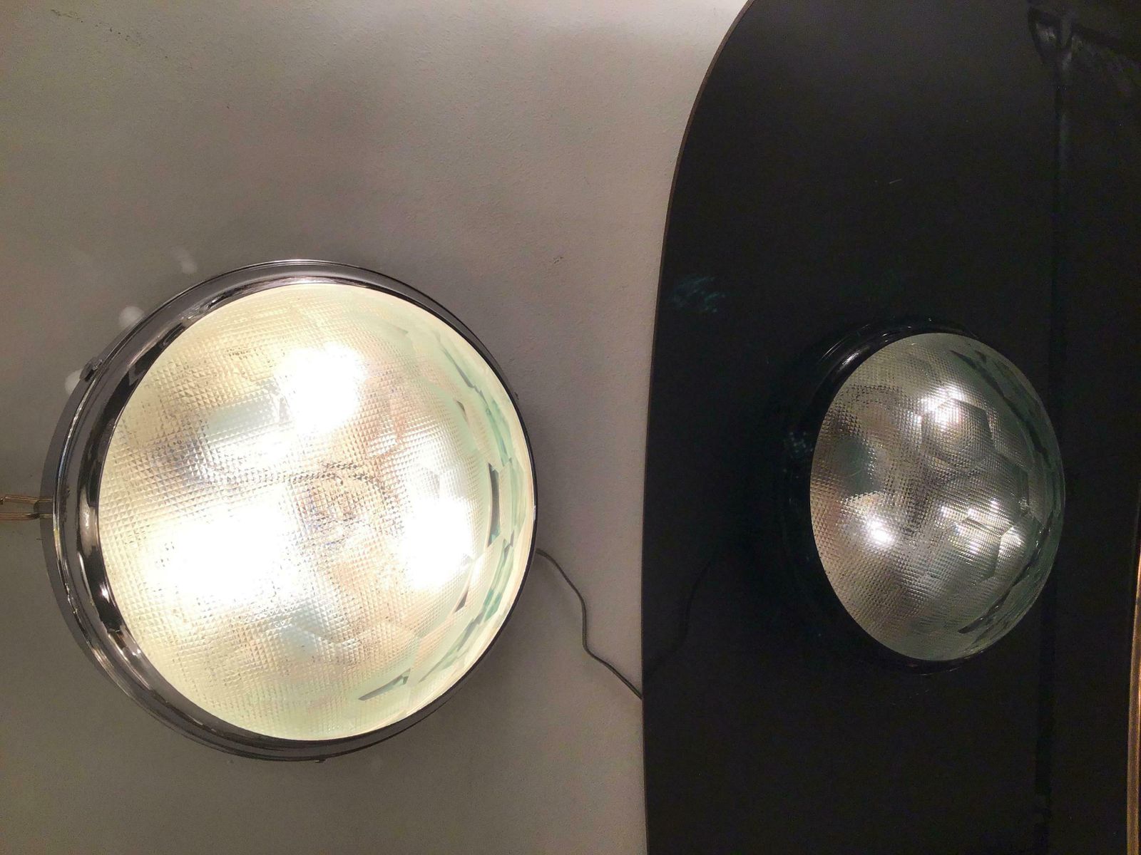 photo furniture Cristal Art Couple Ceilling Light/Sconces Glass Metal Crome, 1955, Italy