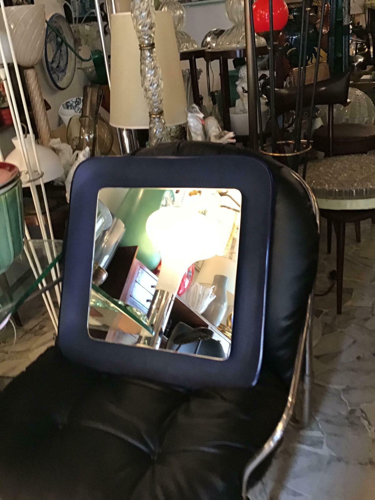 Home Decor Fontana Arte Blu Wall Mirror Glass Iron 1965 Italy photo