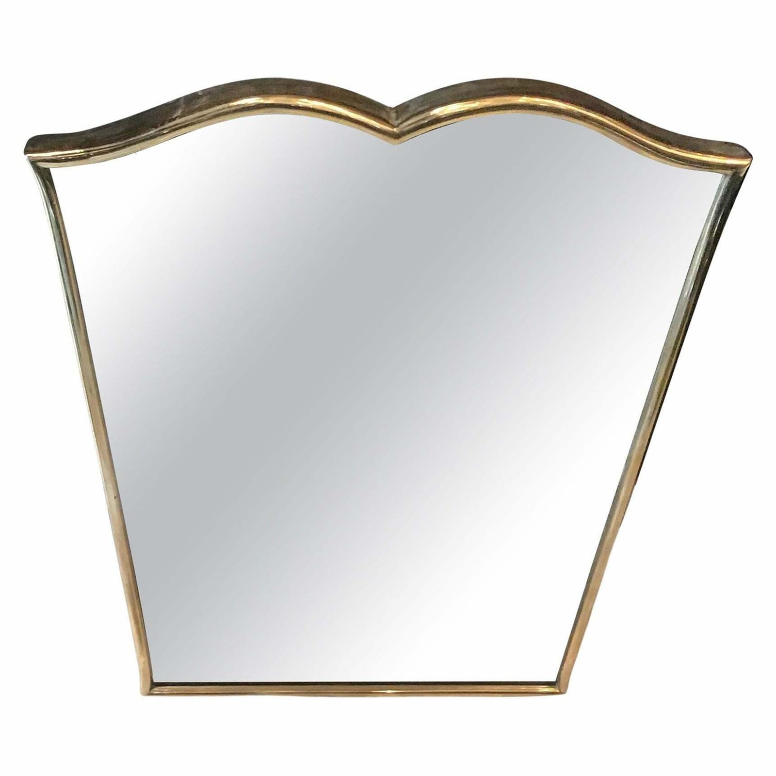 Fontana Arte “Gio Ponti” Mirror Brass Wood Mirrored Glass, 1950, Italy
