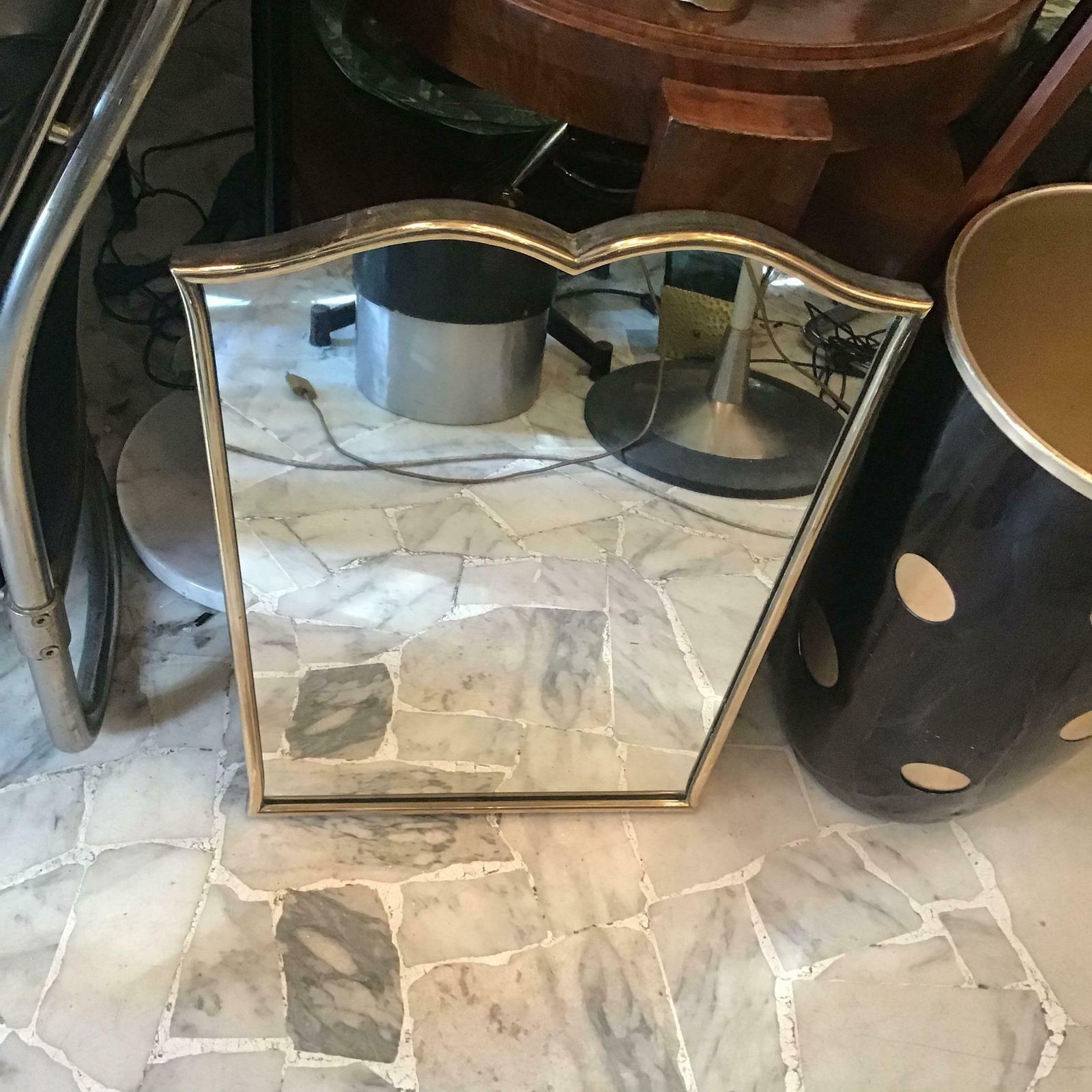 Fontana Arte “Gio Ponti” Mirror Brass Wood Mirrored Glass, 1950, Italy photo furniture
