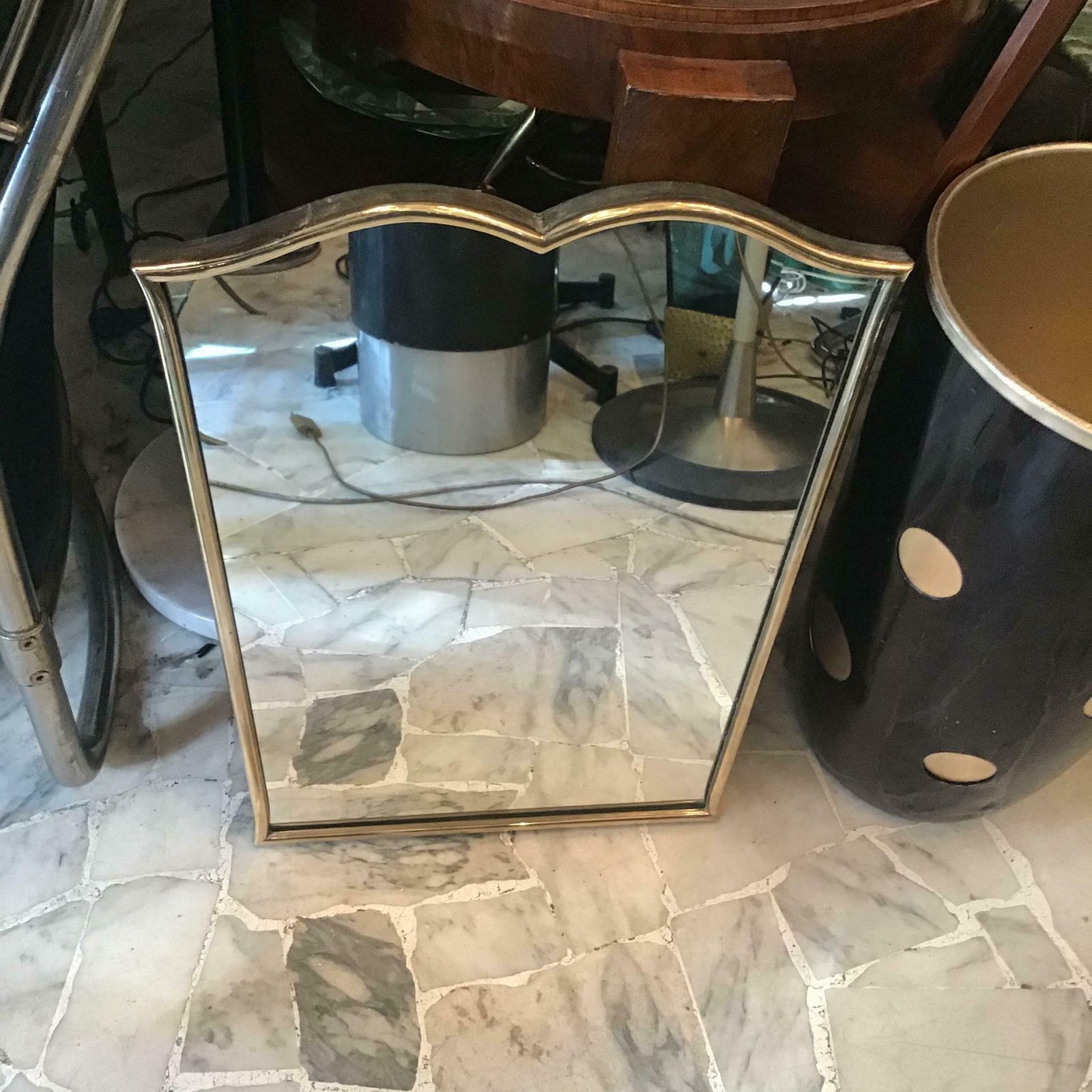 Fontana Arte “Gio Ponti” Mirror Brass Wood Mirrored Glass, 1950, Italy photo for sale