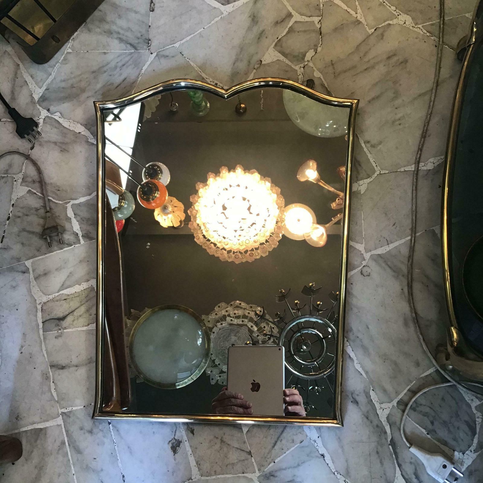 photo furniture Fontana Arte “Gio Ponti” Mirror Brass Wood Mirrored Glass, 1950, Italy