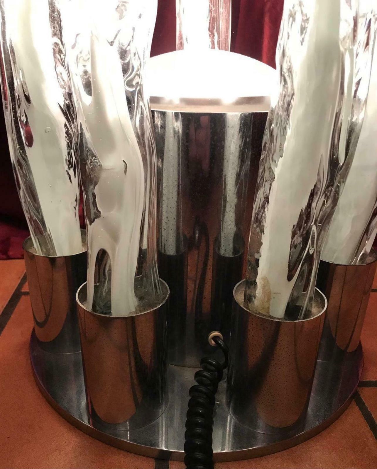 photo for sale Mazzega Floor Lamp Murano Glass Metal Crome, 1960, Italy