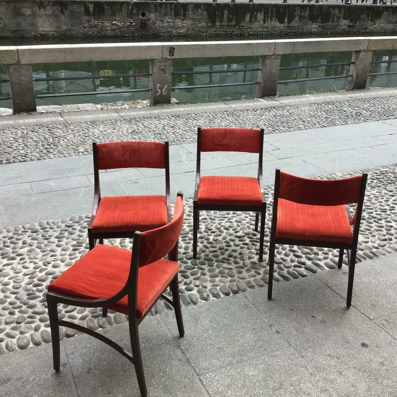 Ico Parisi “Cassina” Chairs Wood Velvet Padded Seat And Back, 1960, Italy photo vinterior