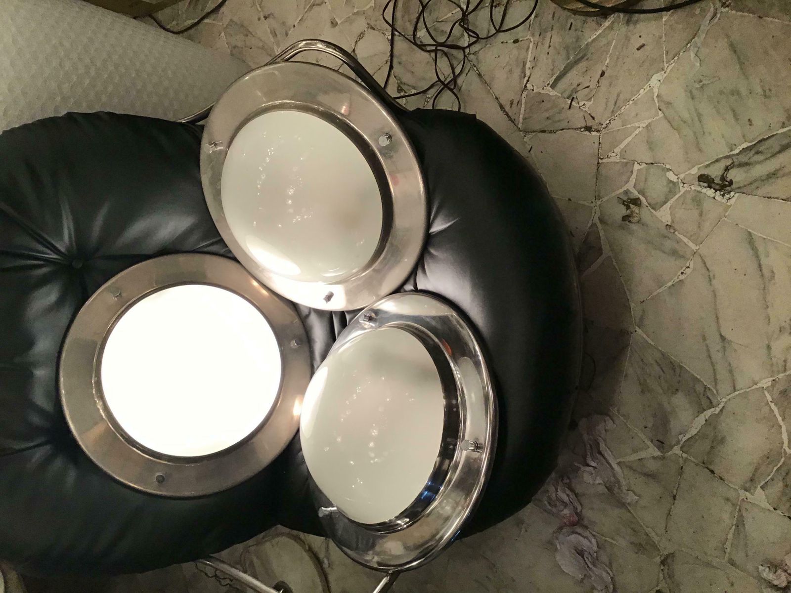 Azucena Sconces/Ceilling Light Metal Crome Glass 1950 Italy photo vintage