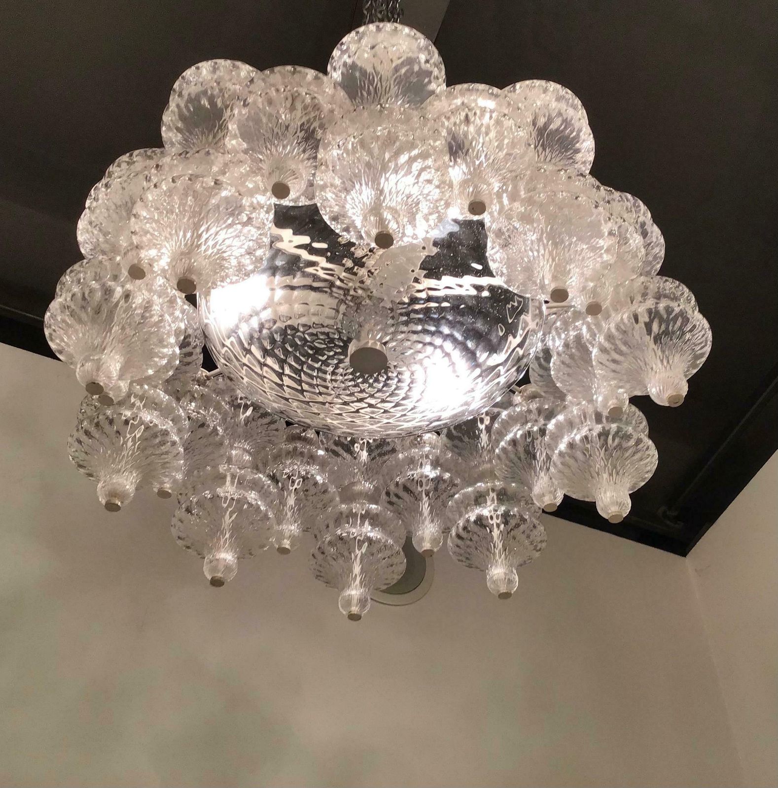 Arredoluce Chandelier Murano Glass Iron 1961 Italy