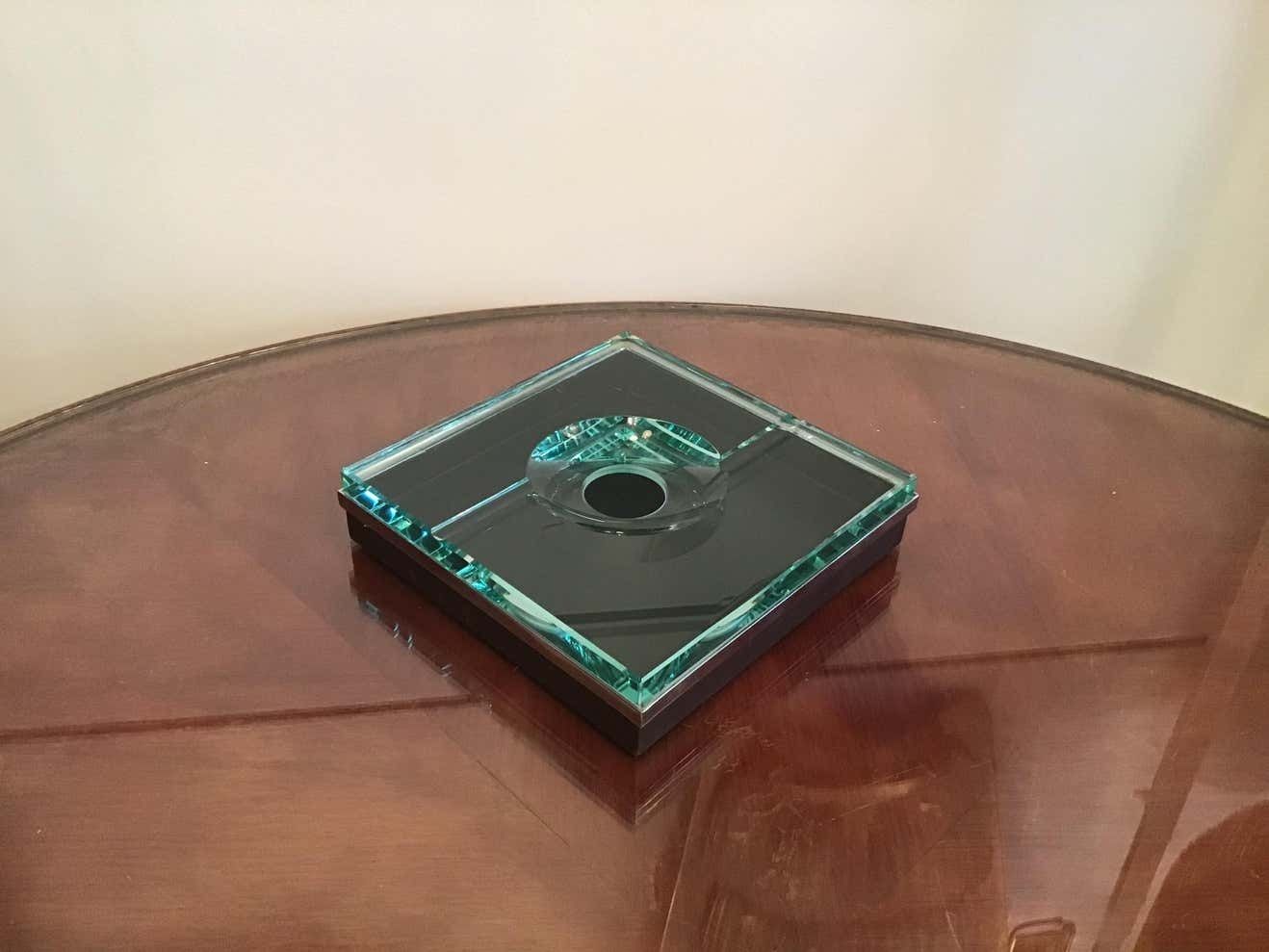 Fontana Arte Ashtray Glass Metal Crome, 1960, Italy photo vinterior