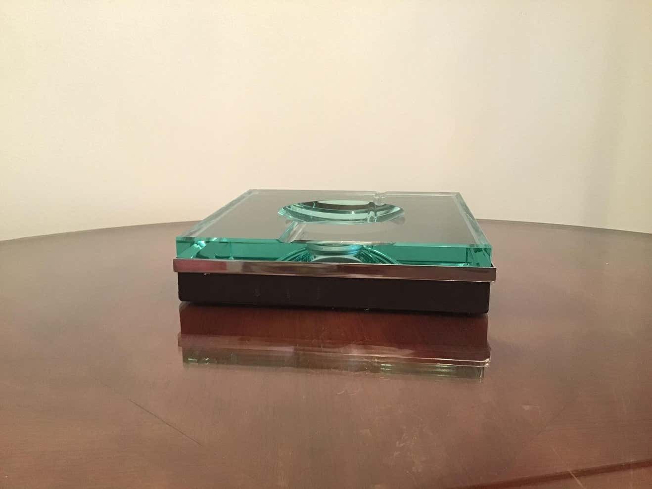 photo vinterior Fontana Arte Ashtray Glass Metal Crome, 1960, Italy