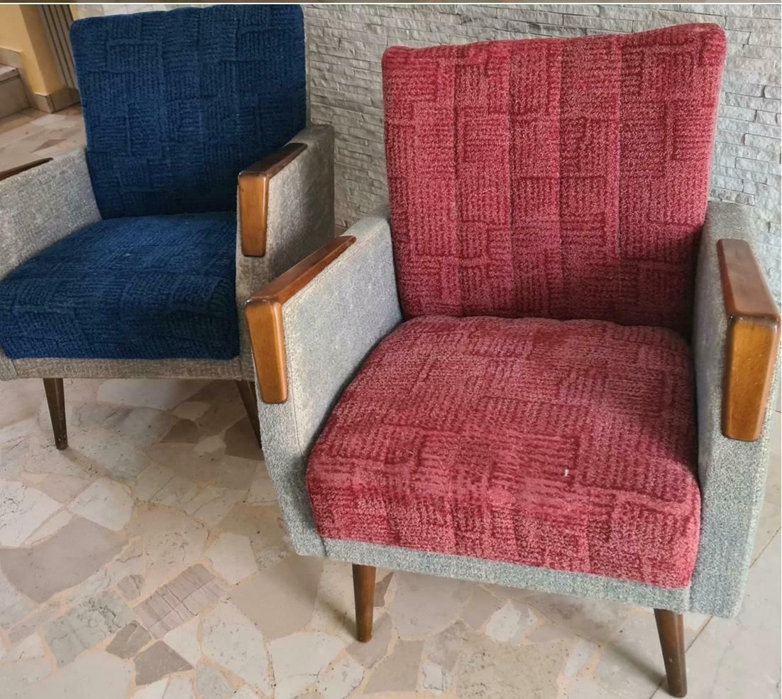 photo for sale Gio Ponti “Stile” Armchairs Couples Wood Stuffing Cloth, 1950, Italy
