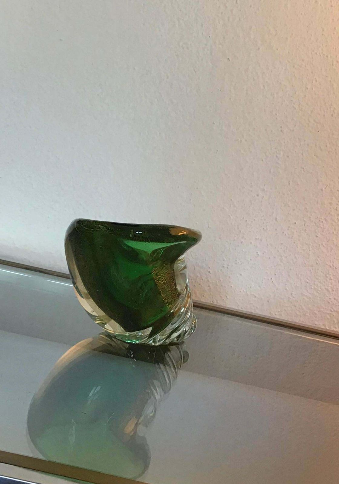 Seguso Seashell Murano Glass Gold Leaf Inclusions, 1950, Italy photo Art