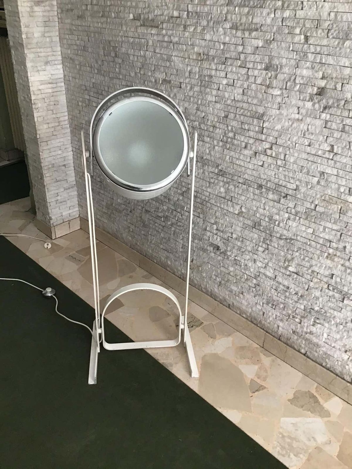 Reggiani Adjustable Lamp Glass Iron Metal Crome, 1970, Italy photo Lighting