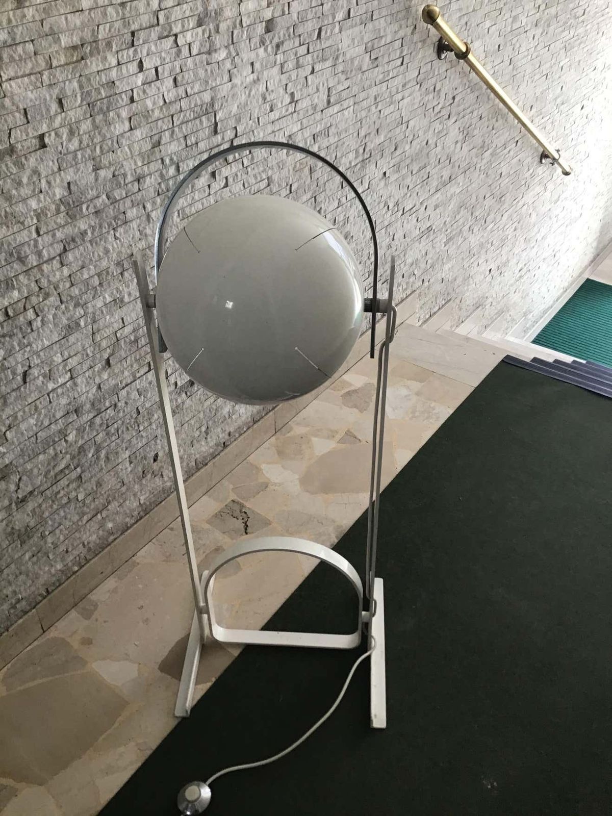 Reggiani Adjustable Lamp Glass Iron Metal Crome, 1970, Italy photo vintage