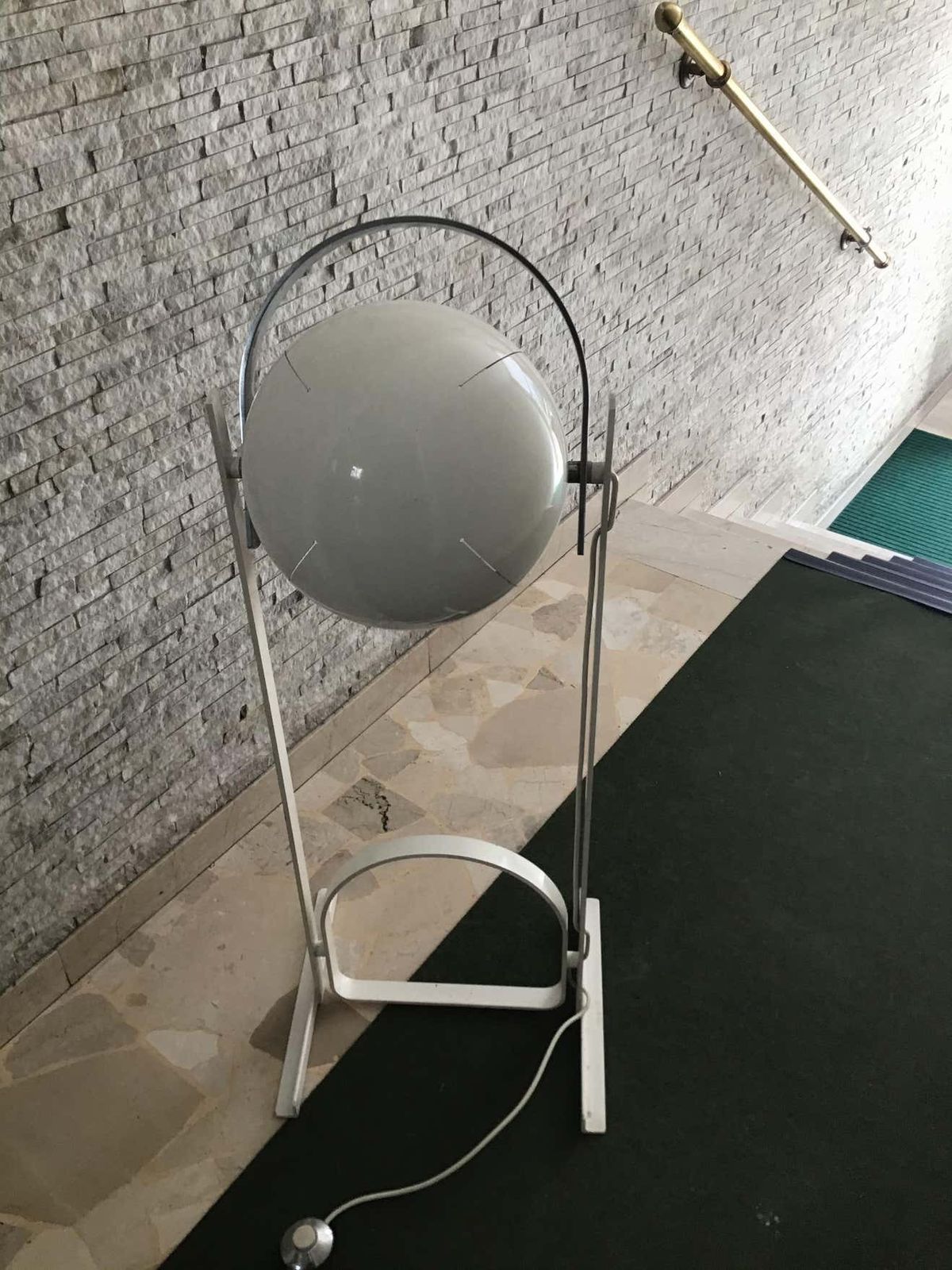 photo furniture Reggiani Adjustable Lamp Glass Iron Metal Crome, 1970, Italy