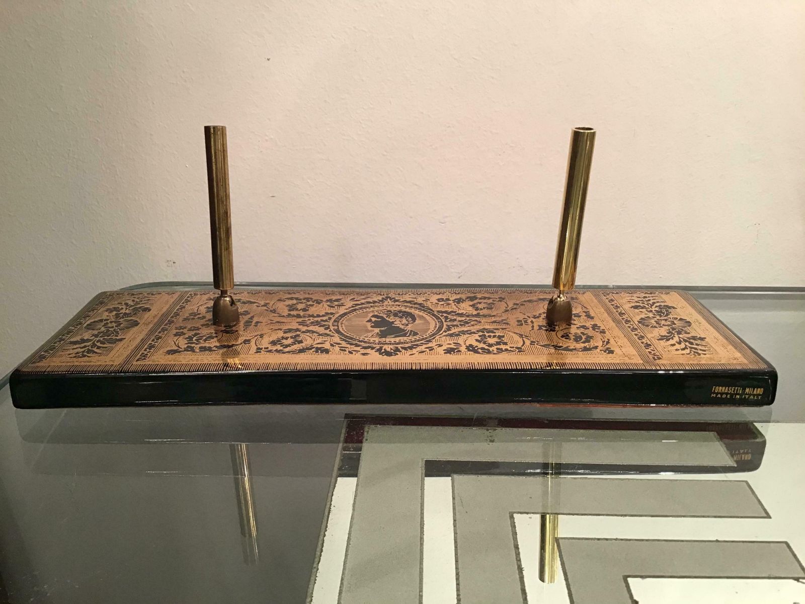 Fornasetti Pen Holder Ceramic Brass Gold, 1950, Italy photo for sale