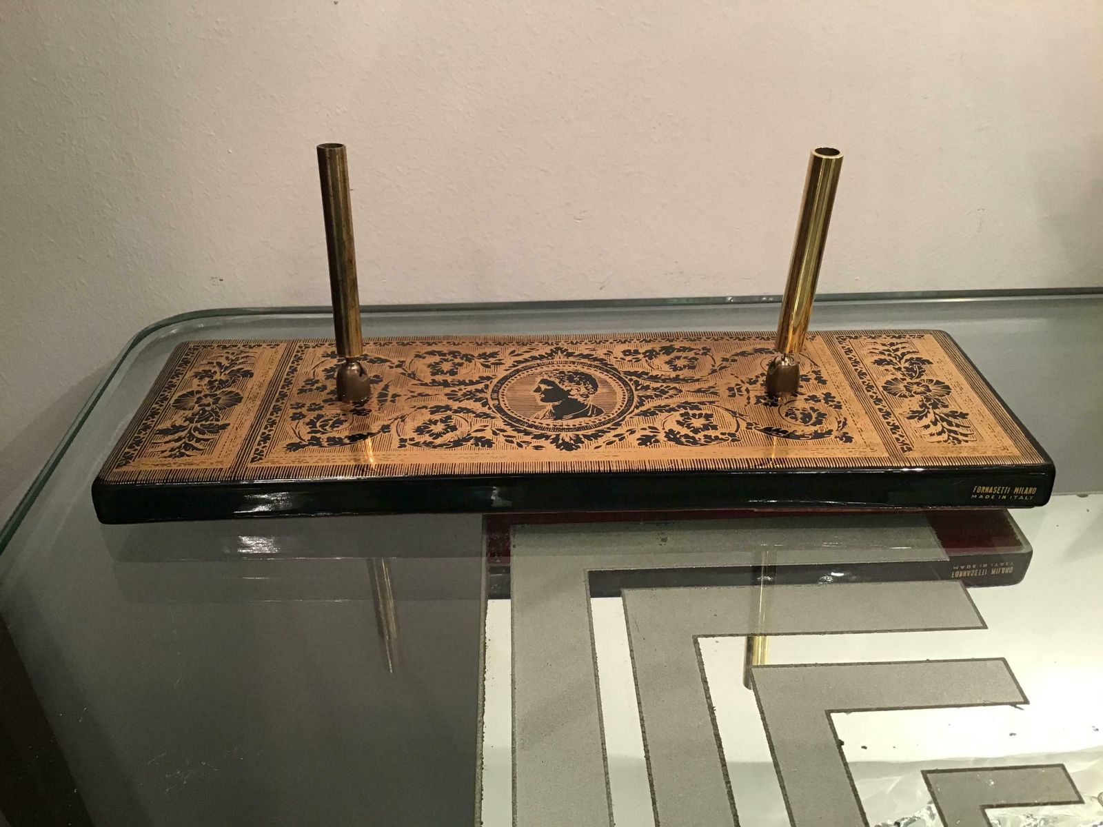 photo furniture Fornasetti Pen Holder Ceramic Brass Gold, 1950, Italy