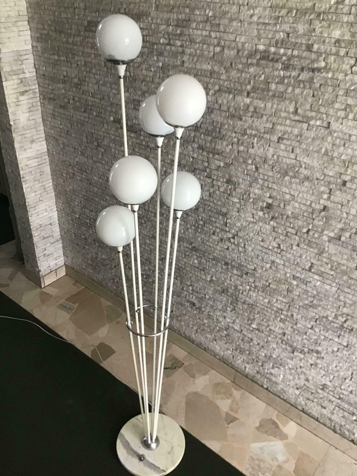 2260.0 Stilnovo Style Floor Lamp Glass Marble Metal, 6 Lights, 1950, Italy “Alberello” photo