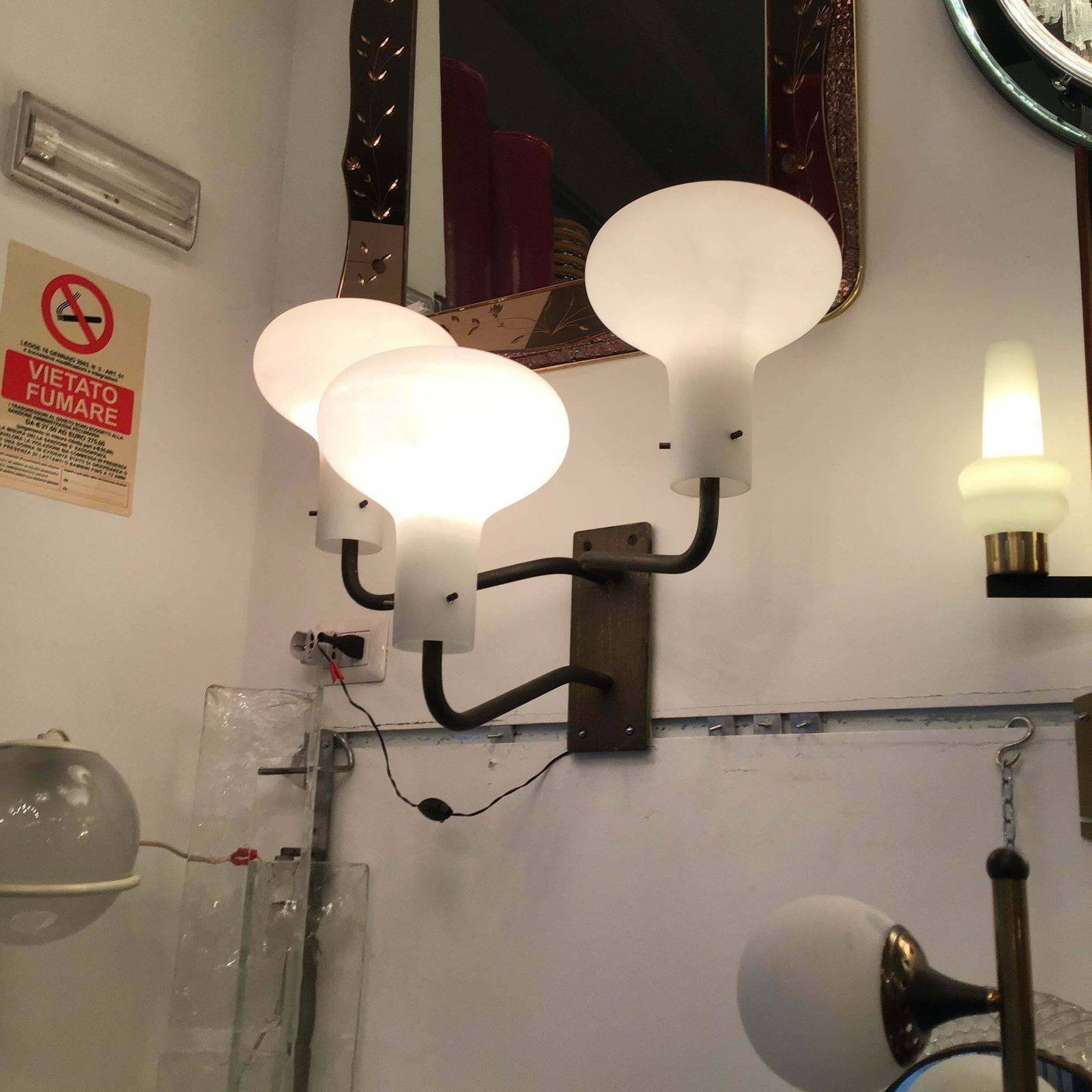Ignazio Gardella Azucena Sconces Brass Opaline Glass 1955 Italy photo buy