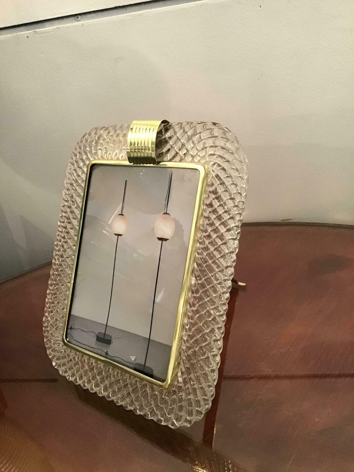 Barovier E Toso Portafoto Murano Glass Brass, 1940, Italy photo vintage