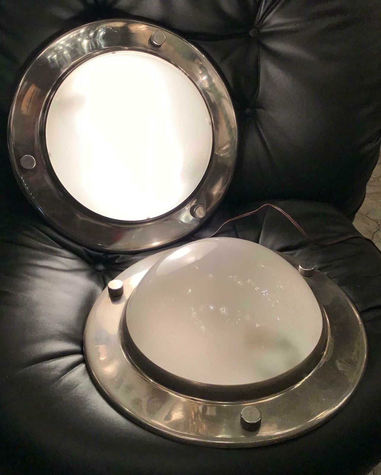 Lighting Azucena Sconces / Ceilling Lights Glass Metal Crome, 1950, Italy photo