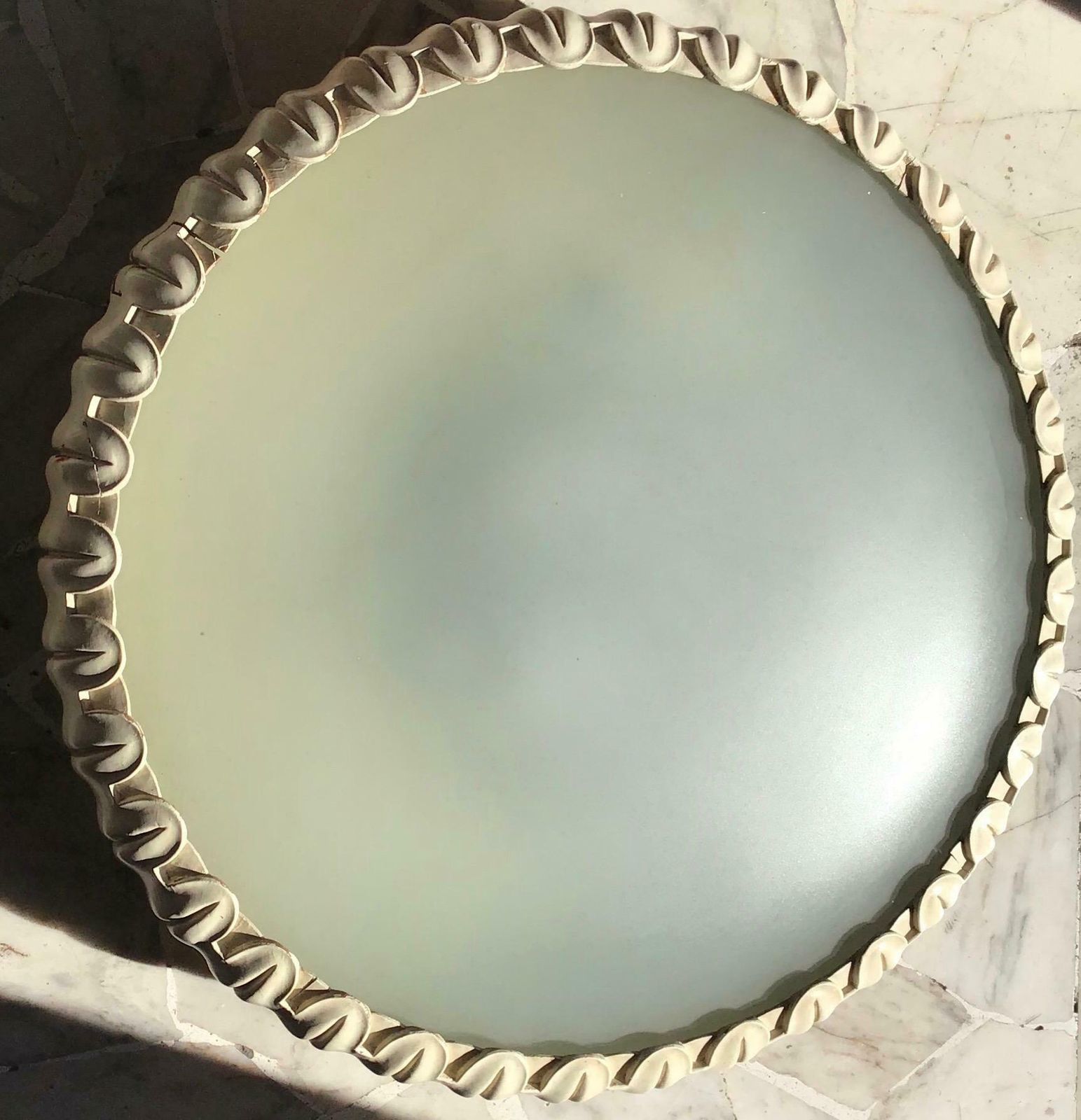 Fontana Arte Ceiling Light Curved Etched Glass Wood Brass, 1940, Italy photo furniture