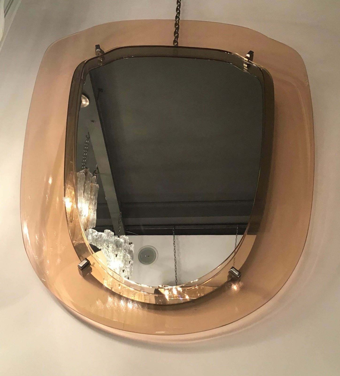 Cristal Art Mirror Glass Metal Crome 1955 Italy photo Home Decor