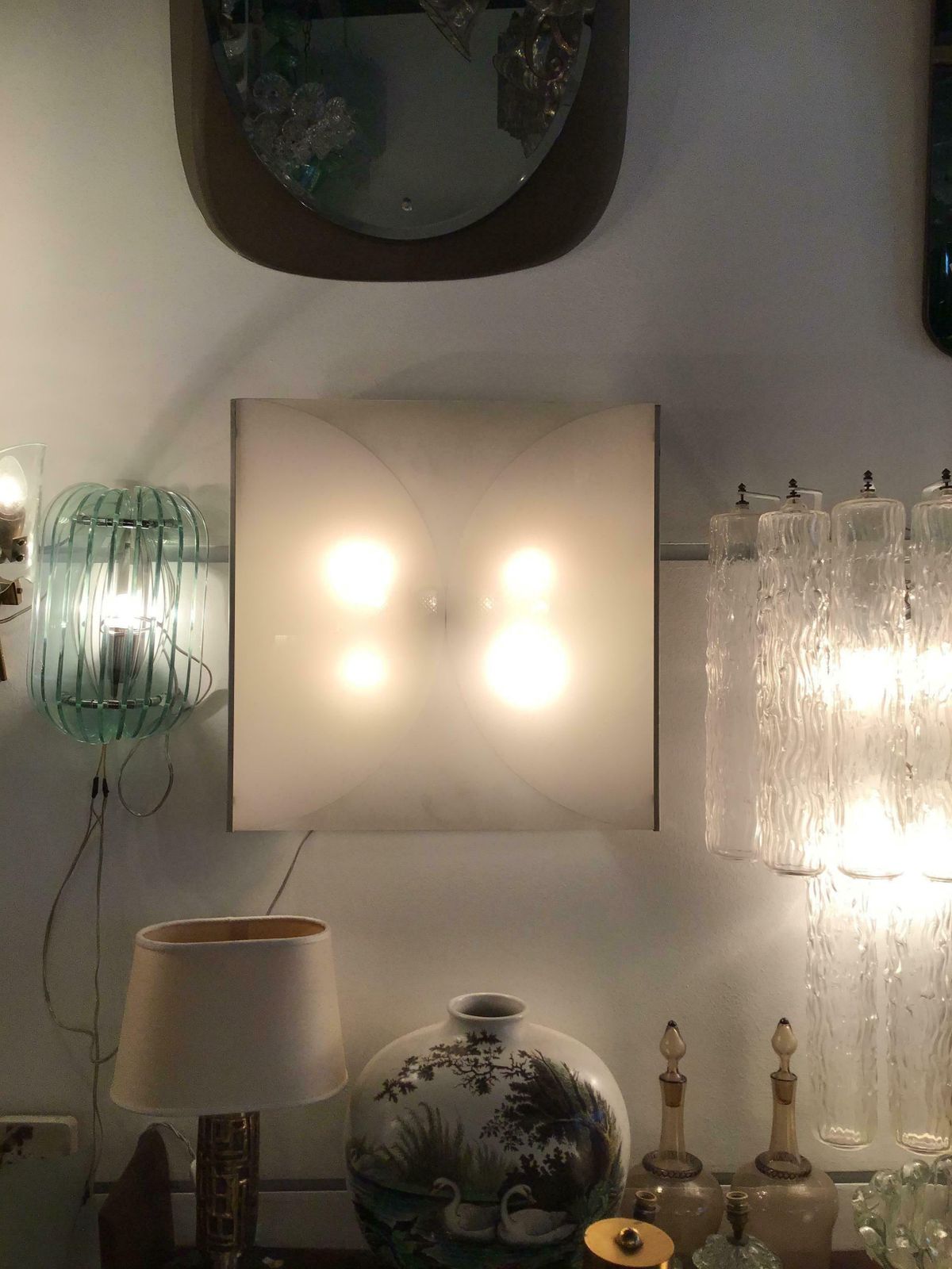 photo furniture Fontana Arte Bobo Piccoli Sconces Or Ceiling Light Glass Metal, 1970, Italy