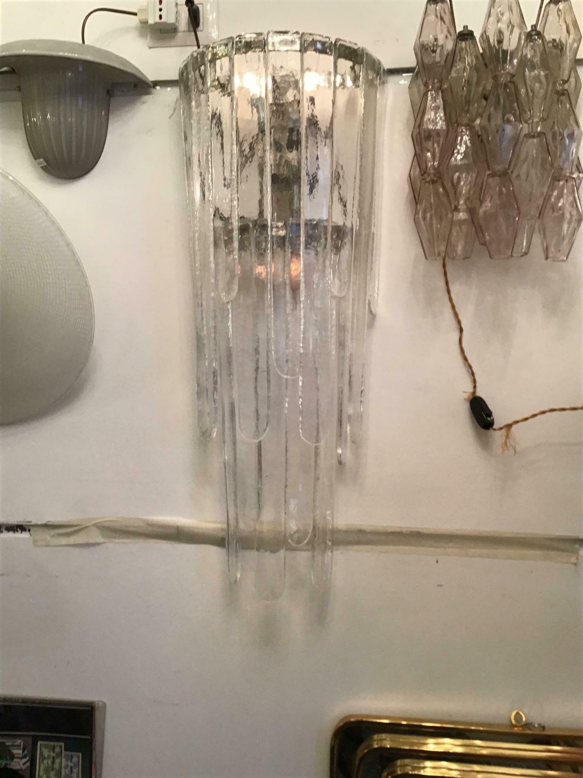 Venini Mazzega Sconce Iridescent Murano Glass Crome Metal, 1955, Italy photo buy
