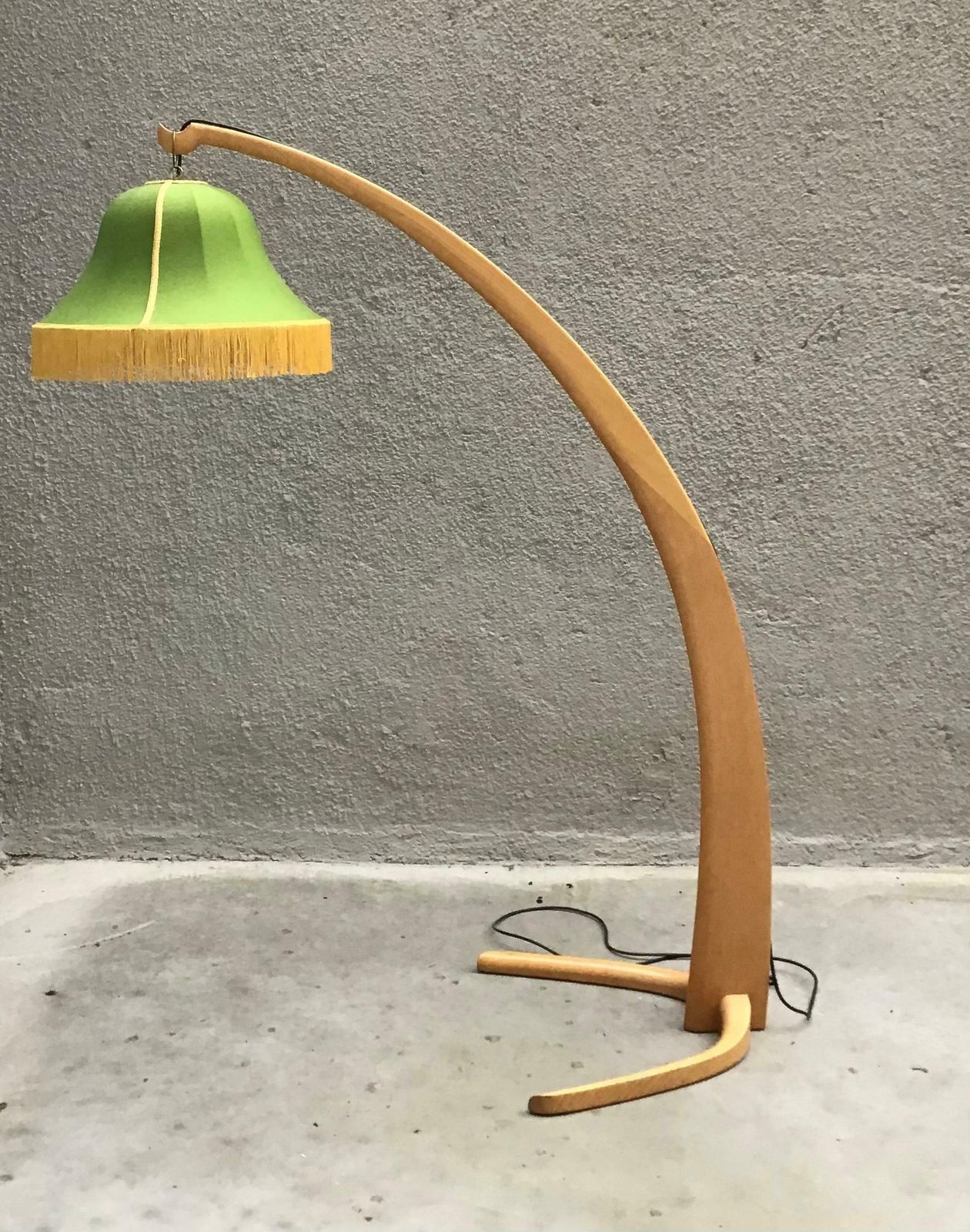 Bbpr “Stile” Floor Lamp 1950 Wood Fabric Lampshade 1950 Brass, Italy photo for sale