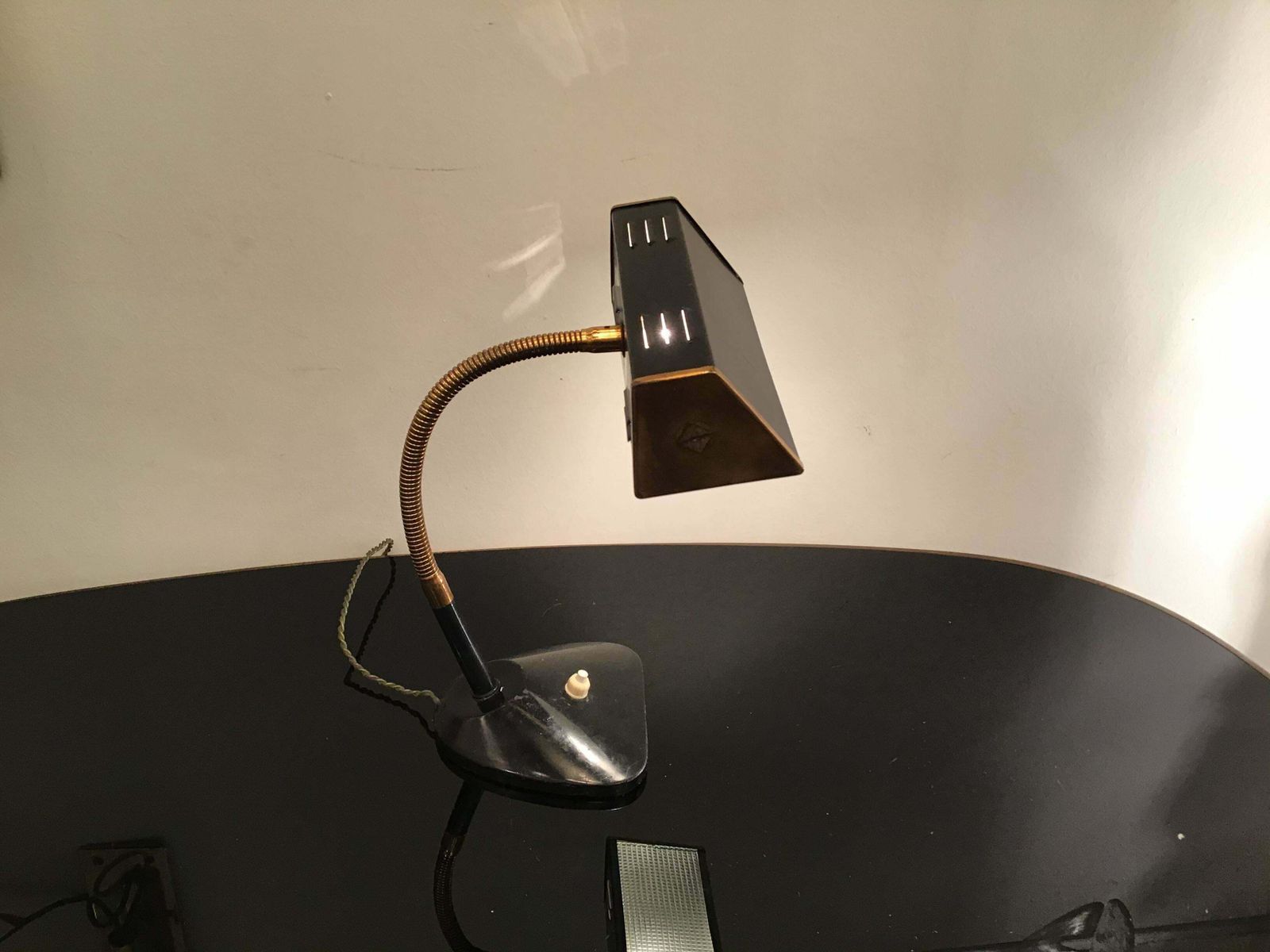 photo for sale Stilnovo Style Table Lamp Brass Glass Metal, 1950, Italy