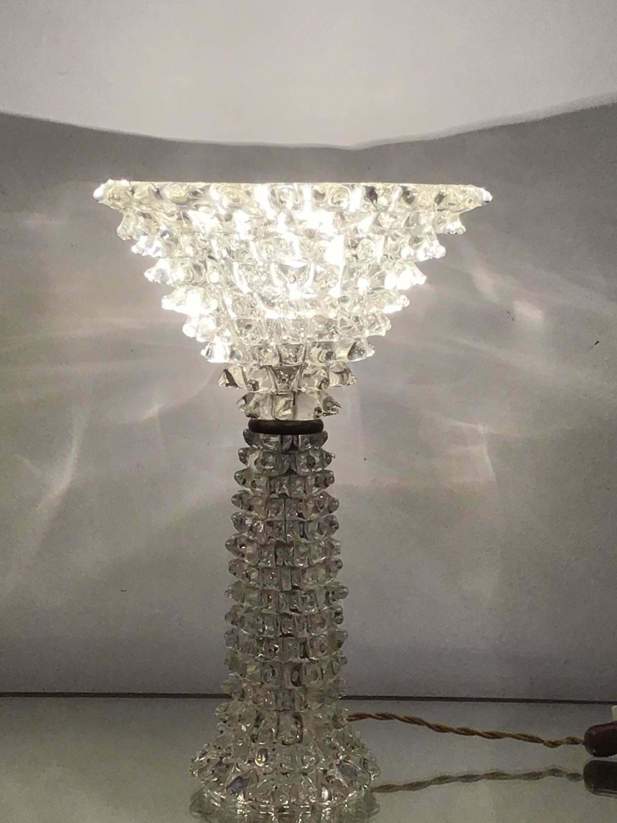 Barovier E Toso Table Lamp “Rostrato” Murano Glass Brass 1940 Italy photo 2260.0