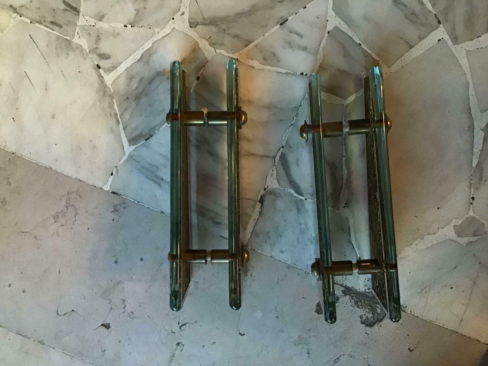 Fontana Arte Dube Handles Engraved Glass Brass 1950 Italy photo vinterior