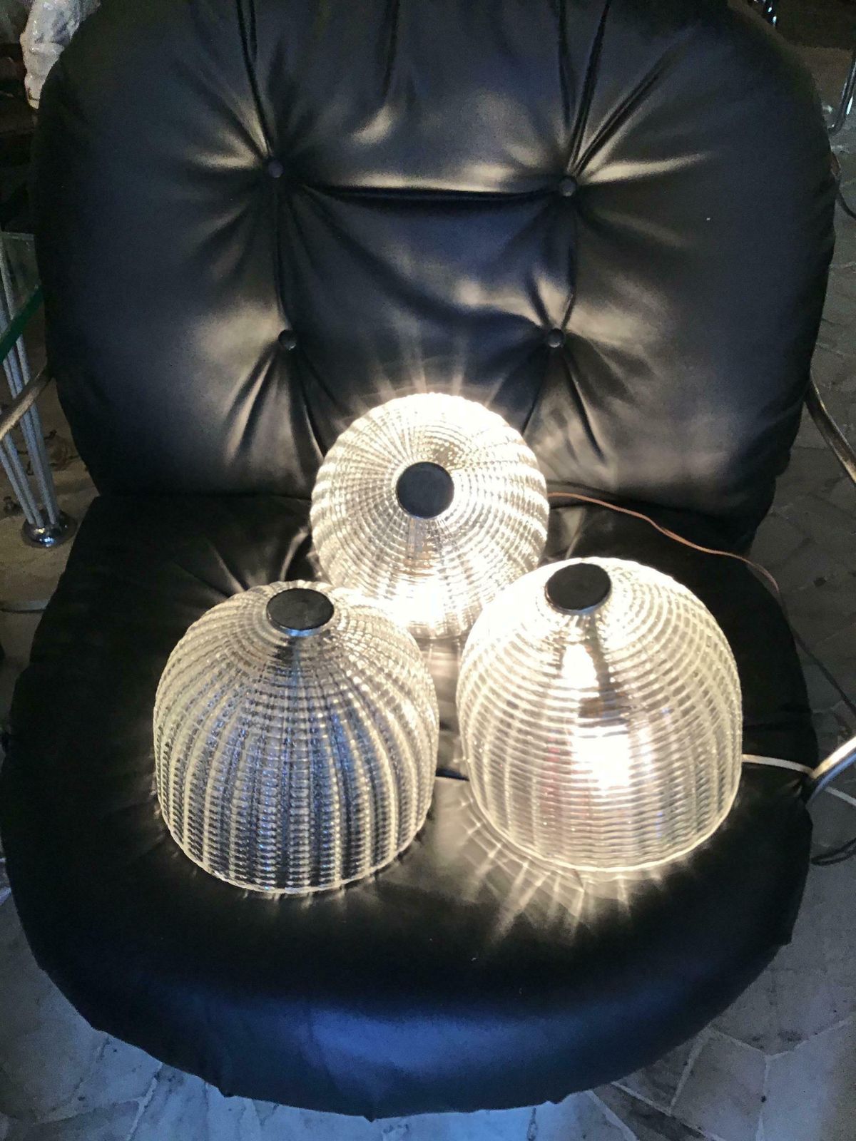 Seguso Sconces Ceilling Light Murano Glass Metal Crome 1950 Italy photo furniture