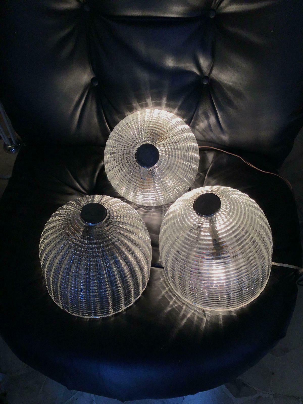 Seguso Sconces Ceilling Light Murano Glass Metal Crome 1950 Italy photo vintage