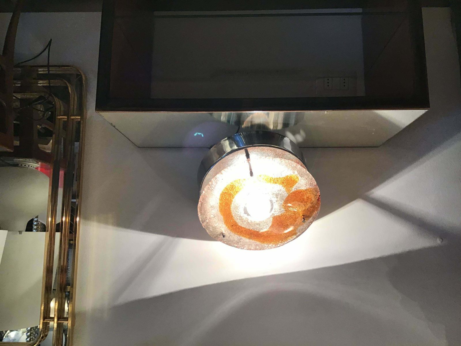 Mazzega Ceiling Light Murano Glass Metal Crome, 1960, Italy photo for sale