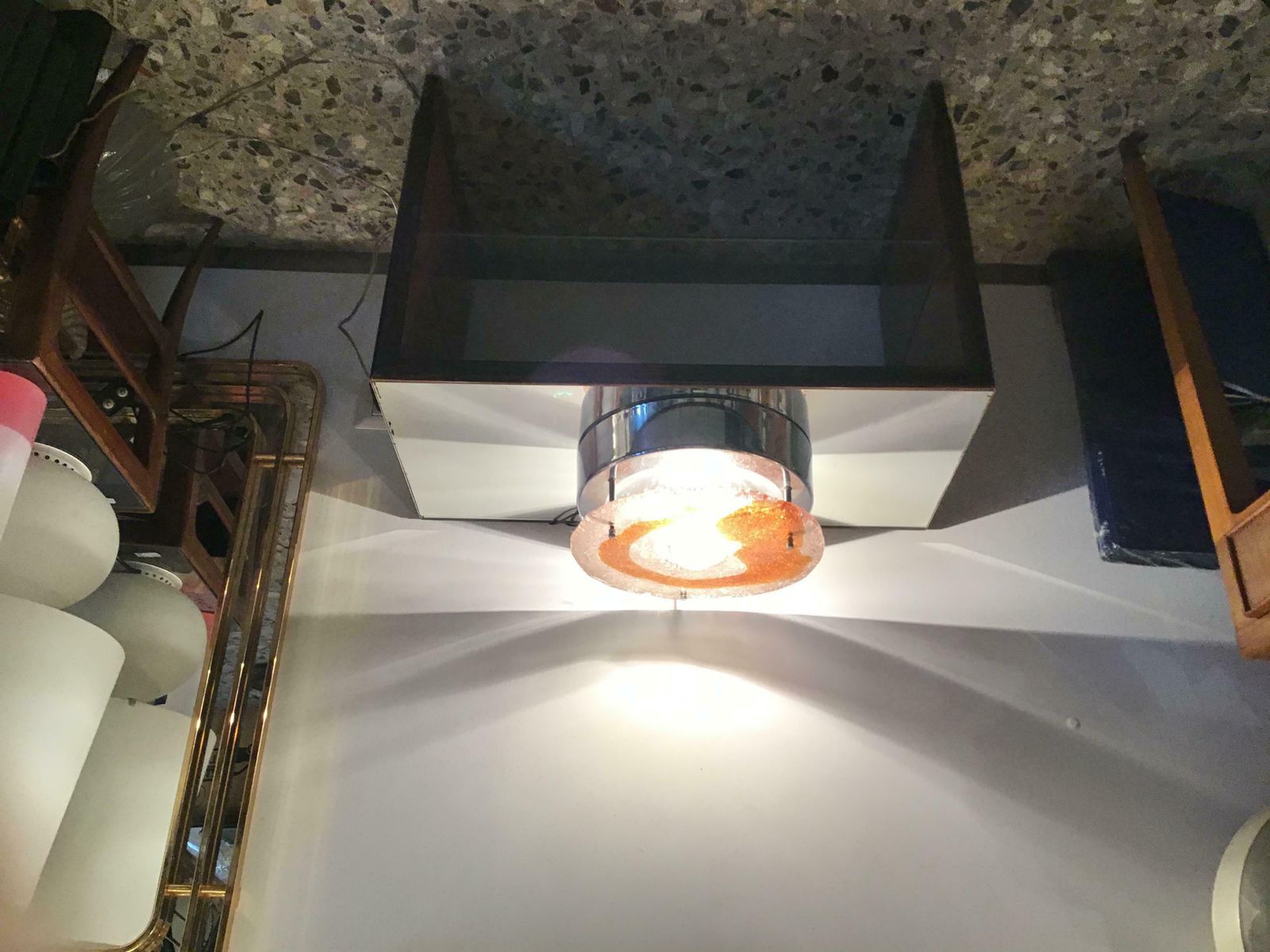 1356.0 Mazzega Ceiling Light Murano Glass Metal Crome, 1960, Italy photo