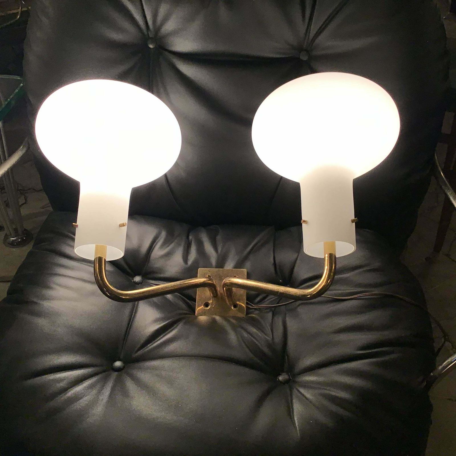 Lighting Ignazio Gardella Azucena Sconce Brass Opaline Glass 1955 Italy photo