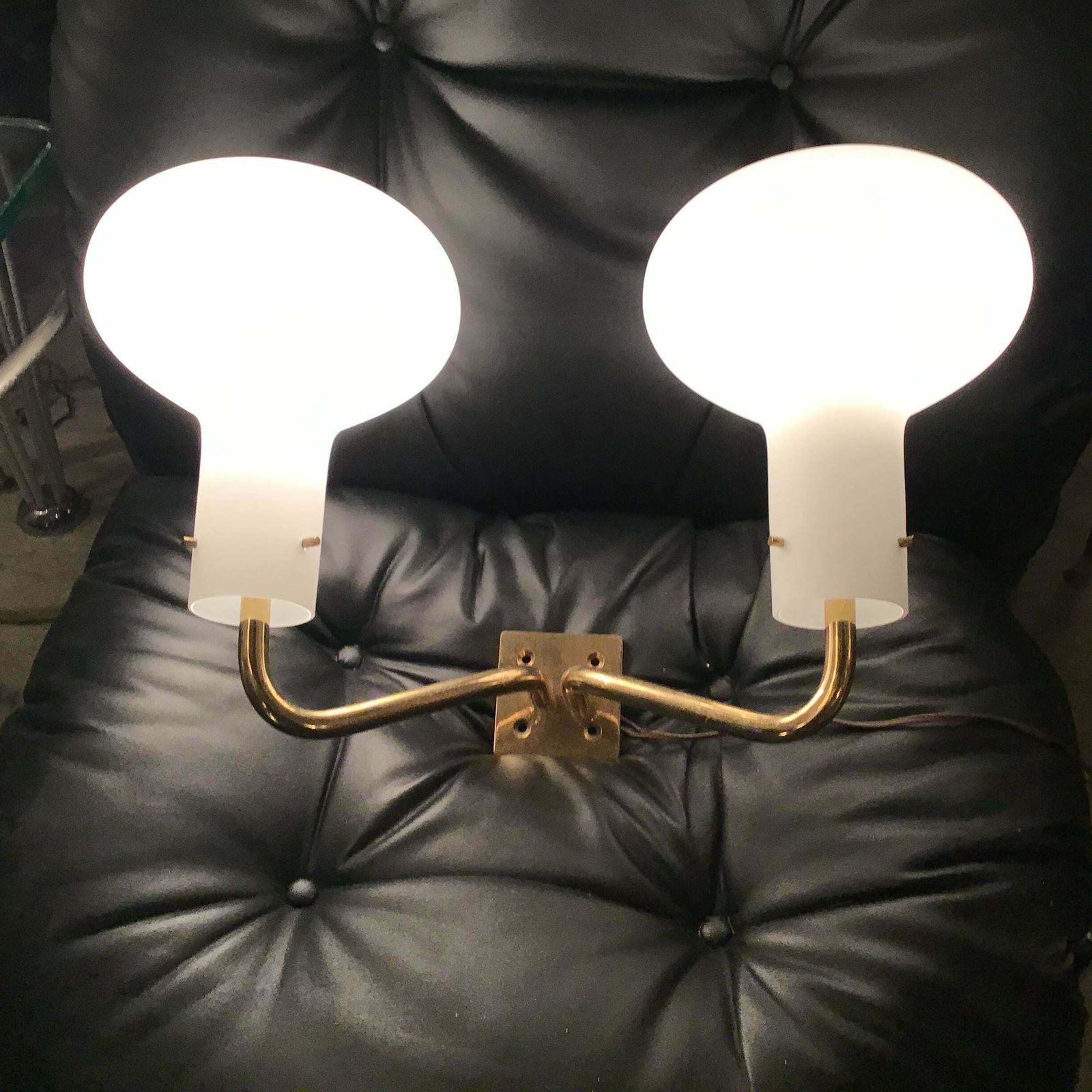 4340.0 Ignazio Gardella Azucena Sconce Brass Opaline Glass 1955 Italy photo