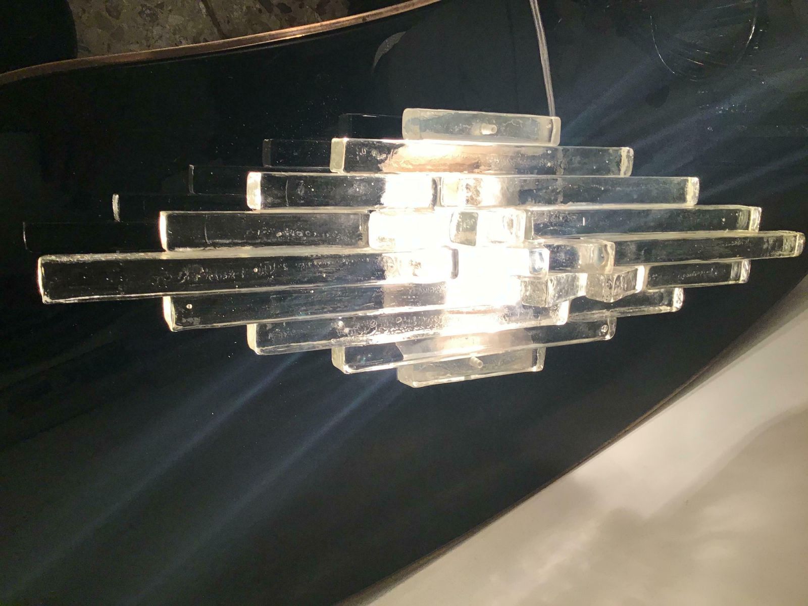 Albano Poli Sconse Glass Metal Crome 1955 Italy photo Lighting