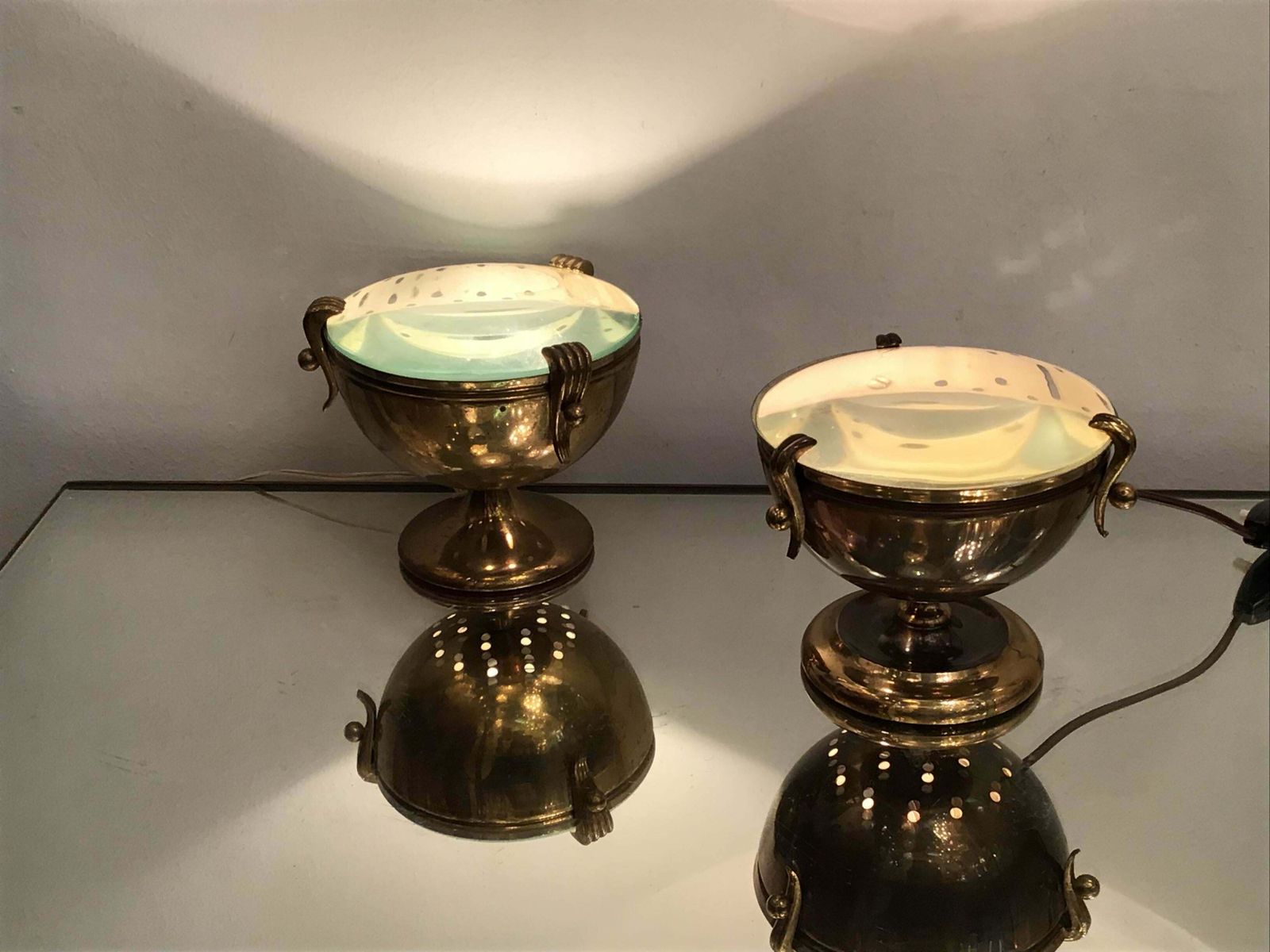 photo buy Fontana Arte Table Lamps “Him And Her” Brass Glass, 1950, Italy